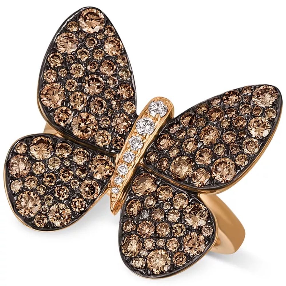 Le Vian LeVian Chocolatier Diamond 14K Rose Gold Butterfly Cocktail Ring Sz. 7